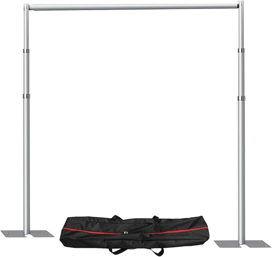 HYJ-INC Pipe and Drap Backdrop Stand Kit ,10x 10ft Heavy Duty Adjustable Frame Backdrop Stand with Flat Base,Carry bag for Event, Birthday Party, displays and Wedding Decoration