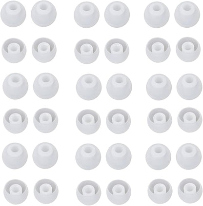 36 Pieces Medium Earbud Tips Soft and Comfortable Ear Bud Replacement Pieces Silicone Fit Most in-Ear Headphones，Inner Hole 3.8mm -5.5mm，Medium Clear White Replacement Eartips