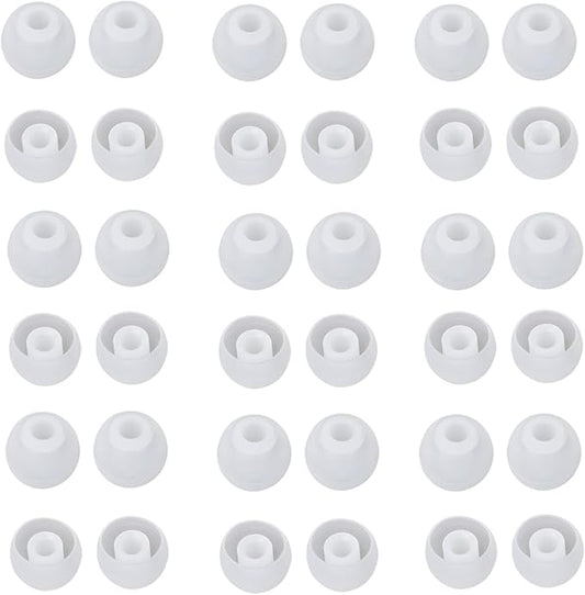 36 Pieces Medium Earbud Tips Soft and Comfortable Ear Bud Replacement Pieces Silicone Fit Most in-Ear Headphones，Inner Hole 3.8mm -5.5mm，Medium Clear White Replacement Eartips