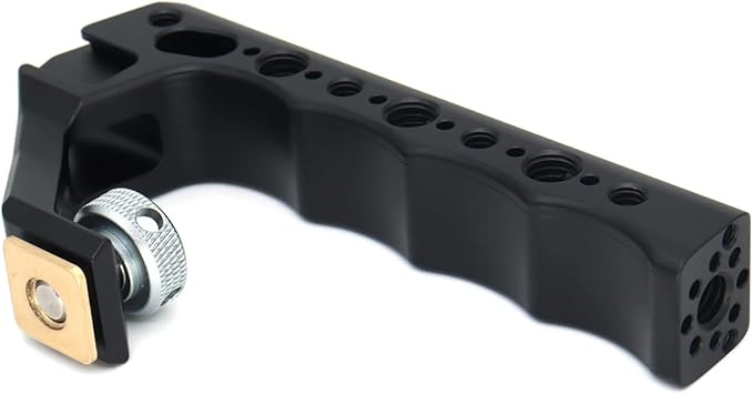 Top Handle Camera Grip with Cold Shoe Base for DSLR Camera Cage, with 3 Cold Shoe Adapters to Mount DSLR Camera with Microphone/LED Light/Monitor (Black with Cold Shoe Base)