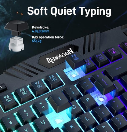 Redragon Updated S101 Programmable Gaming Keyboard and Mouse, RGB Backlit Keyboard Mouse with Software, Independent Macro Record Keys, Value Combo Set