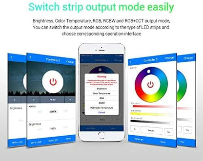 BTF-LIGHTING 5in1 WB5 2.4GHz Tuya WiFi PWM LED Controller Compatible with Alexa/Google Home/Smart Life/Tuya Smart APP Control for Dimming CCT RGB RGBW RGBCCT LED Strip Work with WR01RF WR02RF etc