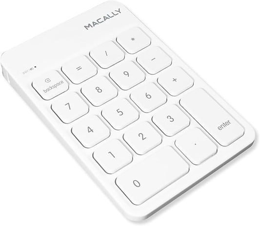 Macally Bluetooth Number Pad for Laptop, Apple, Mac, iMac, MacBook Pro/Air, Ipad, Windows PC, Tablet, or Computer - Rechargeable 18 Key Wireless Numeric Keypad - Bluetooth 10 Key Numpad Keyboard