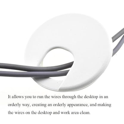 HAHIYO 2Pcs 2Inch/50mm White ABS Plastic U-Shaped Desk Grommet Wire Grommet Cable Management Cord Hole Cover Desk Wire Hole Insert Wire Organizer for Computer Office Home School Equipment Systems