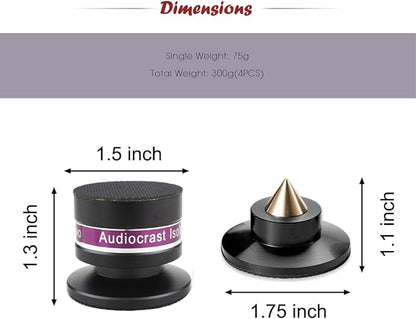 HiFi Speaker Spikes IF03B by Audiocrast, Speaker Vibration Dampener Stand Feet Pads Shock Absorber Isolation Pucks, Speaker Resonance Reducer with Non-Slip Mat for Turntable Amp CD DAC Recorder