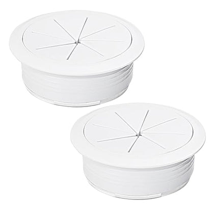 2 Pcs Desk Grommet 2" / 50 mm, Desk Hole Cover for Cables White, Cable Grommet ABS Plastic, Desk Hole Grommet for Home & Office Pc, Detachable Cable Cord Organizer