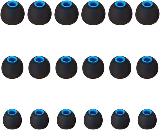Brandless Earbud Tips Soft Silicone Earbuds Replacement Tips Fit for in-Ear Headphones(Inner Hole from 3.8mm - 4.2mm Earphones) 9 Pairs S/M/L,Black/Blue