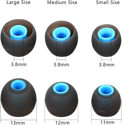 Earbuds Replacement Tips Silicone Earbud Tips Ear Gels Fit for Inner Hole from 3.8mm - 5.1mm Earphones 9 Pairs S/M/L Black-Blue