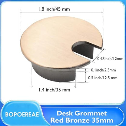 Desk Grommet 1-3/8" (35 mm), Desk Cord Hole Cover, Cable Grommet Metal Zinc Alloy Materilal, Desk Hole Grommet for Office and Home Table Cable, Detachable Cable Cord Organizer (Copper Red 1 Pcs)