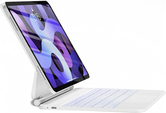HOU Keyboard Case for iPad Air 11 inch 2026 M4/2025 M3/2024 M2 & iPad Pro 11" (4th/3rd/2nd/1st) Generation,iPad Air 5th&4th gen Case with Keyboard,Magic-Stand, Multi-Touch Trackpad,Backlight,White