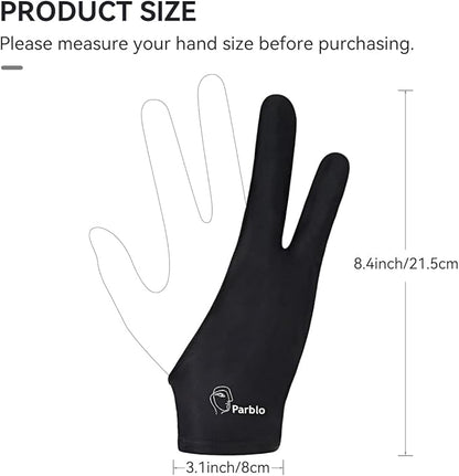 Parblo PR-01 Drawing Glove 2Pack,Digital Drawing Artist Glove Two Finger ArtGlove for Right Hand and Left Hand