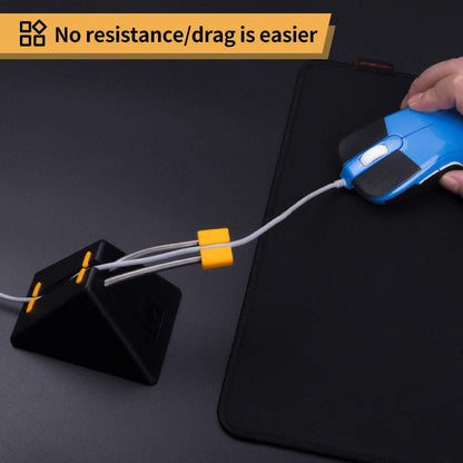 HOTLINEGAMES [NEW] Mouse Bungee, Mouse Cord Clip Cord Management System Fixer Holder for Esports FPS Game (Black-Orange)