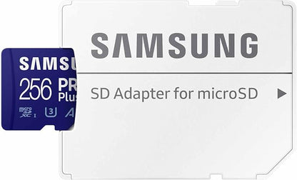 Samsung PRO Plus microSD Memory Card + Adapter, 256GB microSDXC, Up to 180 MB/s, Full HD & 4K UHD, UHS I, C10, U3, V30, A2, for Android Smartphones, Tablets, GoPRO, and DJI Drone (MB MD256SA/AM)