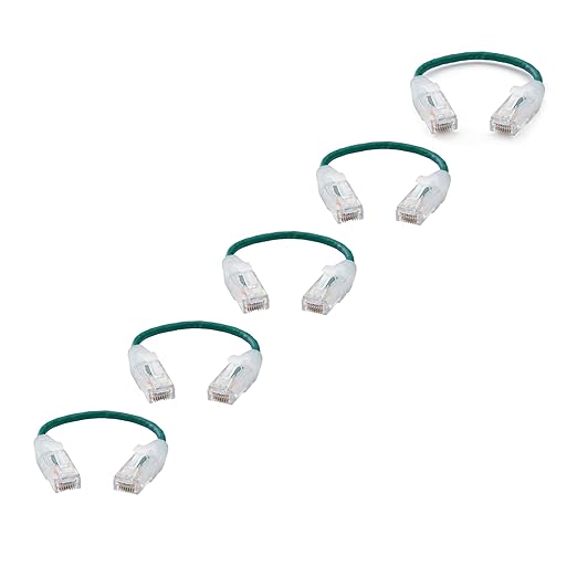TRUECABLE Cat6 Component Rated Patch Cable, Unshielded (U/UTP), 6in, Green, 28AWG Stranded Pure Copper, Snagless 10G High-Speed Ethernet Cable, PoE++ 4PPoE 100W, UL Listed, RoHS-3, 5 Pack