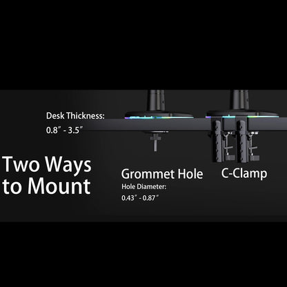 NB Gaming Monitor Arm or for 32 to 60 Inches Screen, Load up to 20 kg, VESA 75/100, RGB-Light, Heavy Duty, Multi Angle Adjustable, Premium Aluminum, Blue