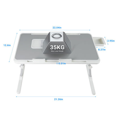 iXTRA Adjustable Laptop Lap Desk with Cooling Fan USB Light for Adults 56x32cm,Grey