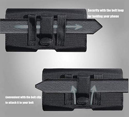 AH Military Grade Horizontal Cell Phone Pouch Clip Cell Phone Holder for Belt Loop for iPhone 13 Max 12 Pro Max 14 Max 14 Max Plus, S20 Plus Nylon Phone Carrier Holster Fits Cell Phone (Large)