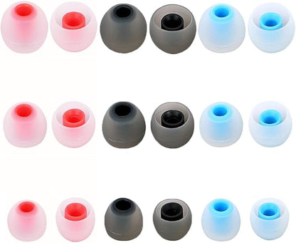 Earbud Tips Soft Anti Slip Washable Reusable Silicone Fit Most In-Ear Earbuds (Inner Hole 3.8mm-5.1mm) 18pcs S M L