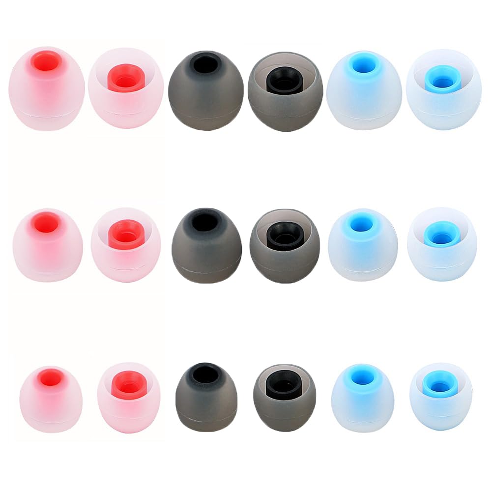 TSZYYM Earbud Tips Soft Anti Slip Washable Reusable Silicone Fit Most In-Ear Earbuds (Inner Hole 3.8mm-5.1mm) 18pcs S M L
