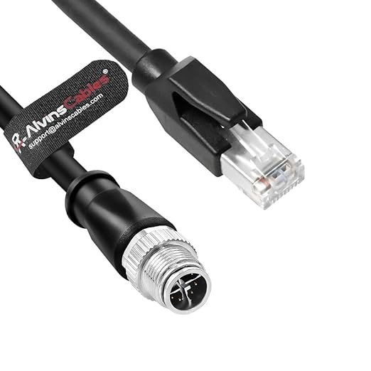 Alvin's Cables M12 X Coded 8 Pin Male to RJ45 Shielded Ethernet Cable M12 8 Position Cat6a Cable for Cognex Industrial Camera 8M/26ft