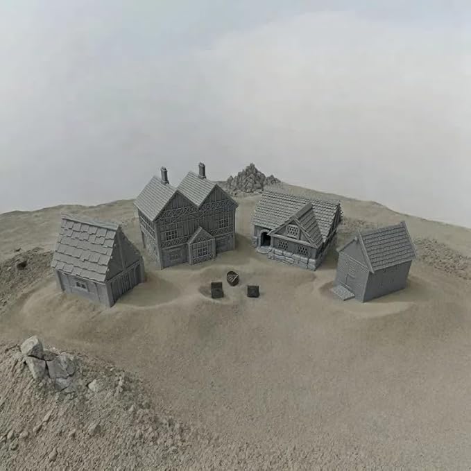 Tabletop Miniature Little Town Building Terrains Compatible with D&D RPG Wargaming - 18mm Scale Scenery with Medieval Style, Dioramas Building Set by HAUTICO