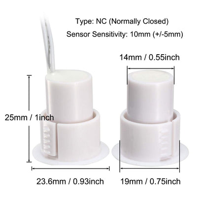 VictorsHome Magnetic Reed Switch RC-36 NC Recessed Wired Window Door Contact Sensor for Home Security and Burglar Alarm Systems 10 Pcs