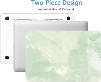 LanBaiLan Compatible for MacBook Pro 13 inch with Touch Bar 2016-2022 Release M1 M2 A2338 A2289 A2251 A2159 A1989 A1706 A1708 Plastic Laptop Protective Case & Keyboard Cover, Matcha Green Marble