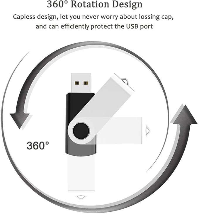 3 Pack 128GB USB Flash Drive with Type C Adapter and Storage Box USB 2.0 High Speed Metal Pen Drive 360° Rotatable Storage Memory Stick for Phone/Pad/PC/Laptop/Android - Black(3-Pack 128GB)
