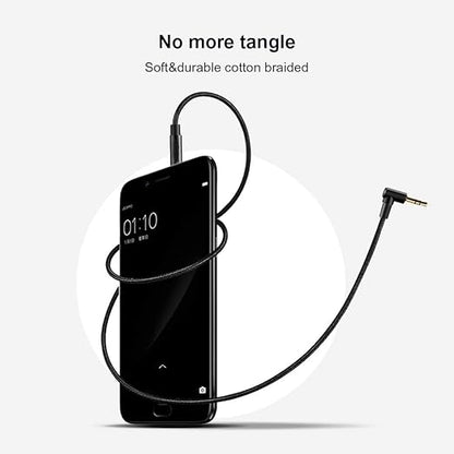 CableCreation 2-Pack 3.5mm Aux Cable 3FT/0.9m, 90 Degree 3.5mm Male to Male HiFi Cable with Silver-Plating Copper Core for Car Stereos, iPhones, PS4 Headset, Beats, Echo-Dot, 24K Gold Plated