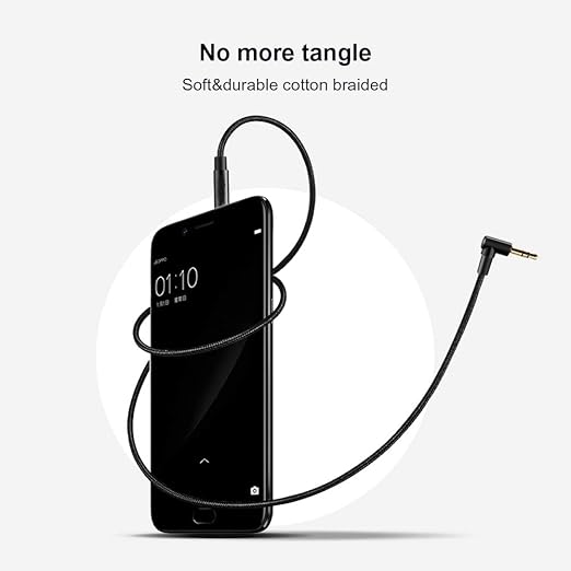 CableCreation 3.5mm Audio Cable 1.5FT/0.45M, 3.5mm Right Angle Male to Male Auxiliary Cable with Silver-Plating Copper Core for Car Stereos, iPhones, Tablets, PS4 Headset, Echo-Dot, 24K Gold Plated