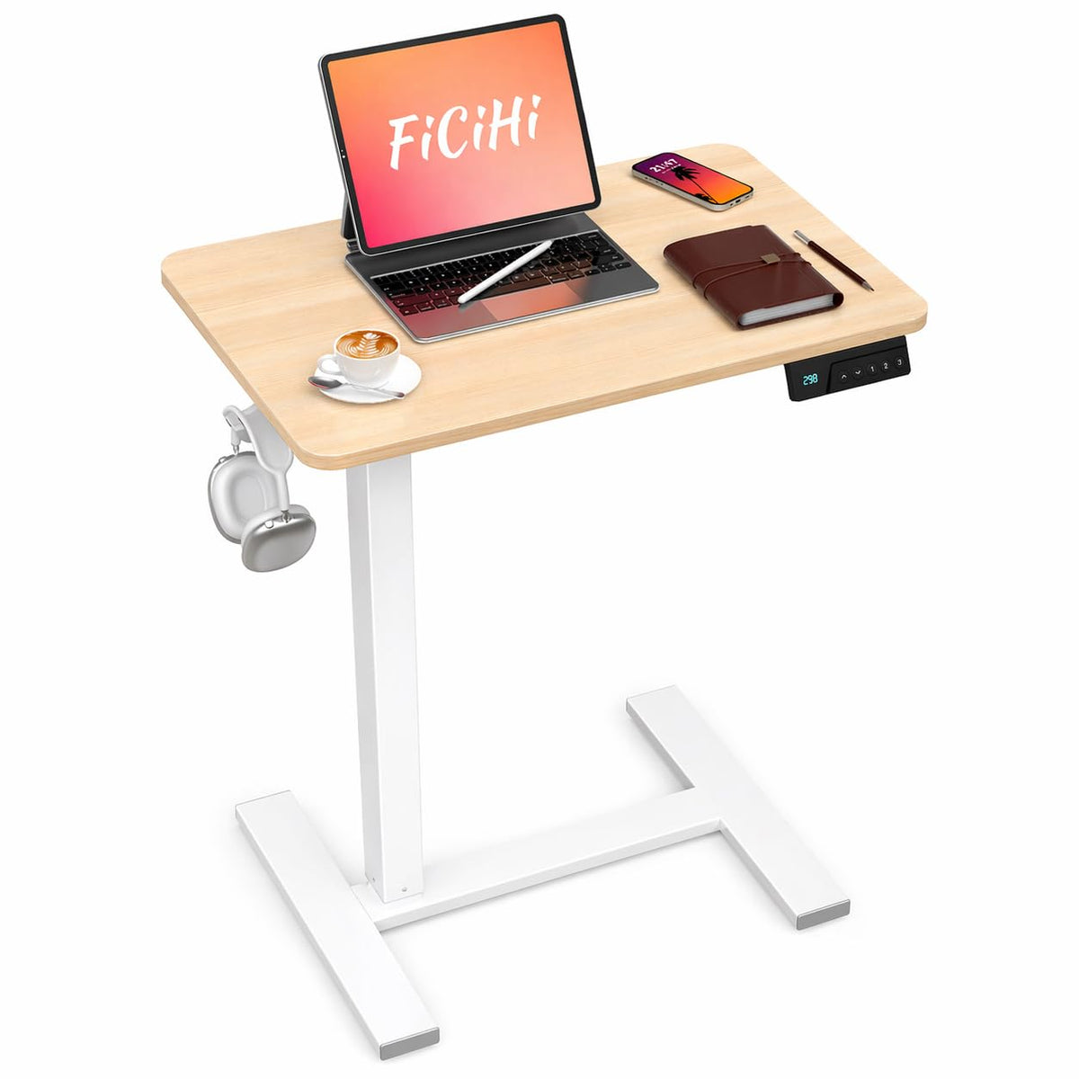 FiCiHi 28 Inch Small Electric Standing Desk, Adjustable Mobile Laptop Desk