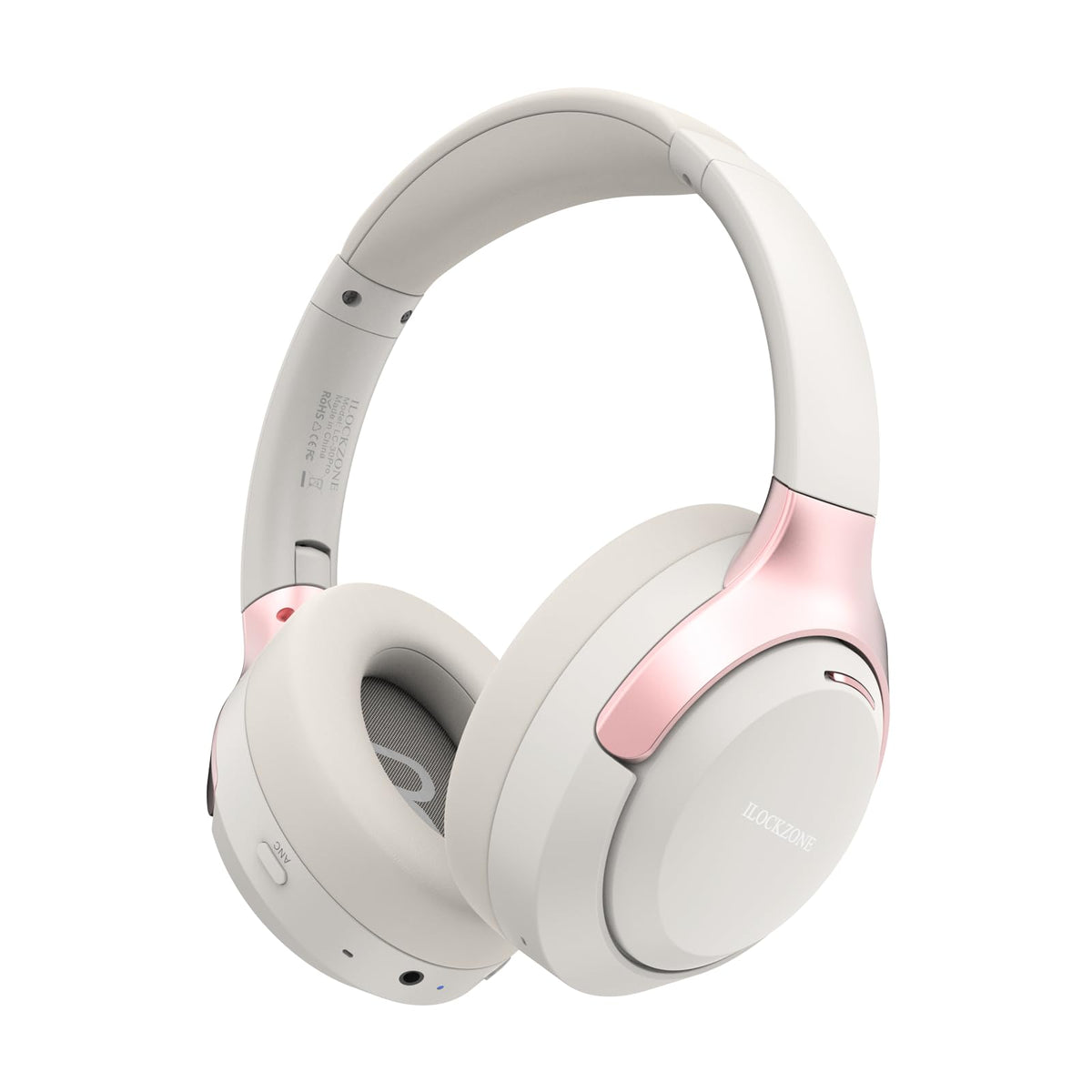 ILOCKZONE LC30Pro Hybrid Active Noise Cancelling Headphones, 100H Playtime Wireless Over Ear Bluetooth 5.4 Headset, Deep Bass, Multipoint Connection, Foldable Headphones for Travel, Home, Office