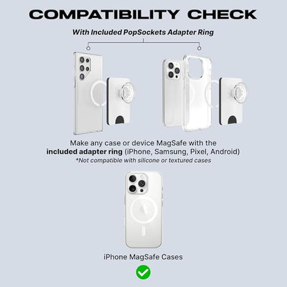 PopSockets Phone Wallet with Expanding Grip and Adapter Ring for MagSafe, Phone Card Holder, Wireless Charging Compatible, Wallet Compatible with MagSafe - Cobalt