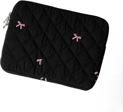 Cute Bow Graphic Carrying Laptop Bag Y2K Preppy Laptop Sleeve Case Bag Kawaii Pad Computer Protect Case Pouch (15-15.6 inch,Black)