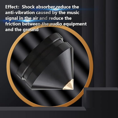4Pcs Speaker Isolation Spikes Floor Protectors Shockproof Speaker Isolation Spikes with Base Pad for Speaker,Subwoofer,Amplifier,Turntable,Recorder CD DAC with 3m Adhesive (Black)