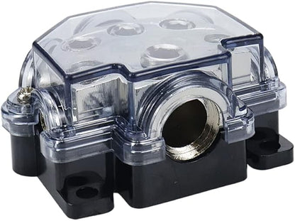 2pc Power Distribution Block Car Audio 1 in 5 Ways Out Car Audio Distributions Block 0 Gauge Input 2/4/8 Gauge Out Ground Cable Splitter Distribution Blocks for Automotive