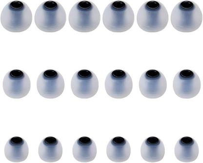 Earbud Tips Soft Silicone Earbuds Replacement Tips Fit for in-Ear Headphones(Inner Hole from 3.8mm - 4.0mm Earphones) 9 Pairs S/M/L,Gray/Black