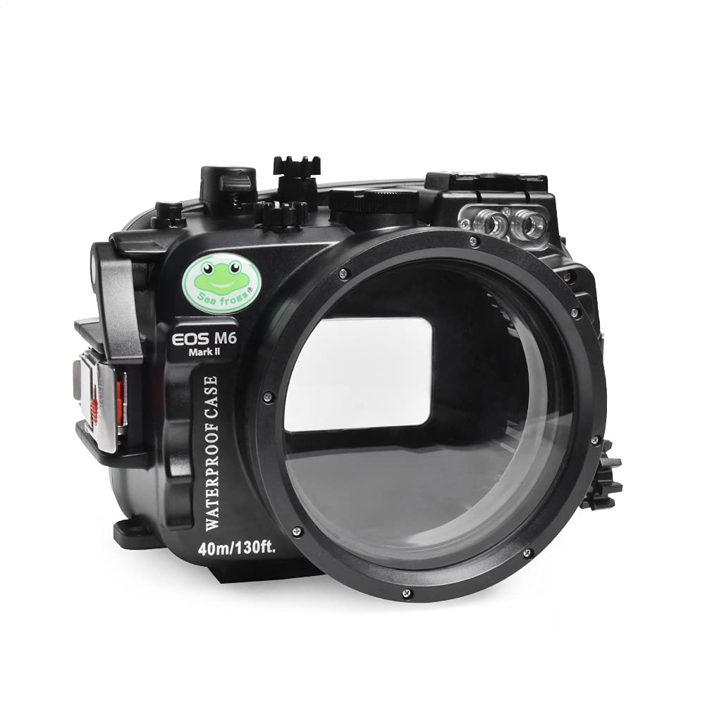 Sea frogs Underwater Camera Case Compatible with Canon EOS M6 Mark II 22MM IPX8 40m/130ft Maximum Diving Depth Waterproof Camera Housing for Diving, Surfing, Rowing, Skiing