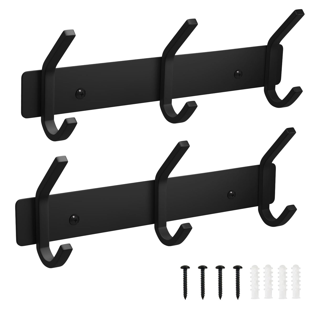 VAEHOLD Hat and Coat Wall Mount Rack - Hooks for Robes, Bags, Keys, and Towels - Bathroom Towel Hanger Organizer (White, “T“ Shape 3 Hooks 2 Pack)