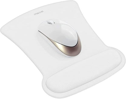 MOSISO Wrist Rest Support for Mouse Pad & Keyboard Set, Ergonomic Mousepad Non-Slip Base Home/Office Pain Relief & Easy Typing Cushion with Neoprene Cloth & Raised Memory Foam, White