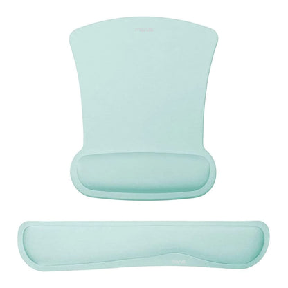 MOSISO Wrist Rest Support for Mouse Pad & Keyboard Set, Ergonomic Mousepad Non-Slip Base Home/Office Pain Relief & Easy Typing Cushion with Neoprene Cloth & Raised Memory Foam, Mint Green