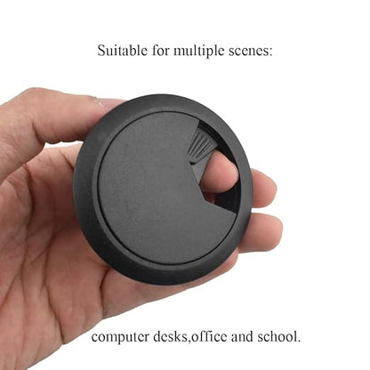 HAHIYO 2Pcs 2Inch/50mm Black ABS Plastic Sector-shaped Desk Grommet Wire Grommet Cable Management Cord Hole Cover Desk Wire Hole Insert Wire Organizer for Computer Office Home School Equipment Systems