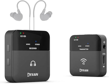 2.4GHz Wireless in Ear Monitor System, 24Bit/48K Mono Stereo Wireless IEM System with Transmitter Beltpack Receiver Auto Pairing, OTG USB Input, for Studio Band Live Performance