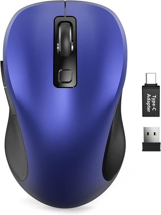Trueque Wireless Mouse for Laptop, Ergonomic 6-Button Mouse, Deep Blue
