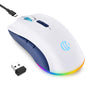 Wireless Mouse, Bluetooth Rechargeable Mouse, Dual Mode BT 5.2 + 2.4G USB Silent Wireless Bluetooth Mouse, RGB Ergonomic Design, 3-Level Adjustable DPI Mouse for Laptop, PC, Mac, Ipad, Black