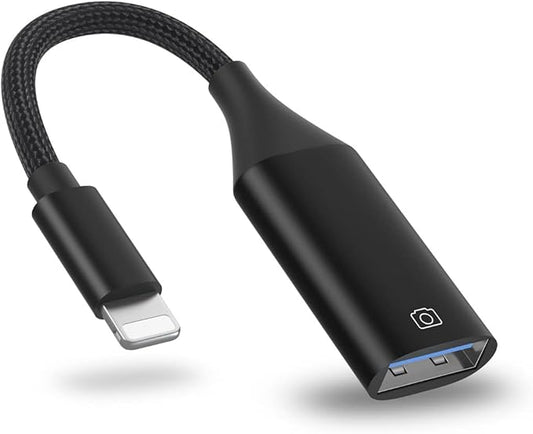 IVSHOWCO Camera Adapter for iPhone, iPad to USB OTG Cable Adapter, Supports USB Flash Drive, Card Reader, Mouse, Keyboard, MIDI