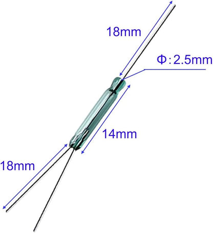 10pcs 4W 3 Pin Reed Switch Reed Contact Normally Open N/O N/C SPDT, Glass Reed Relay Magnetic Induction Switch (2.5mm x 14mm)