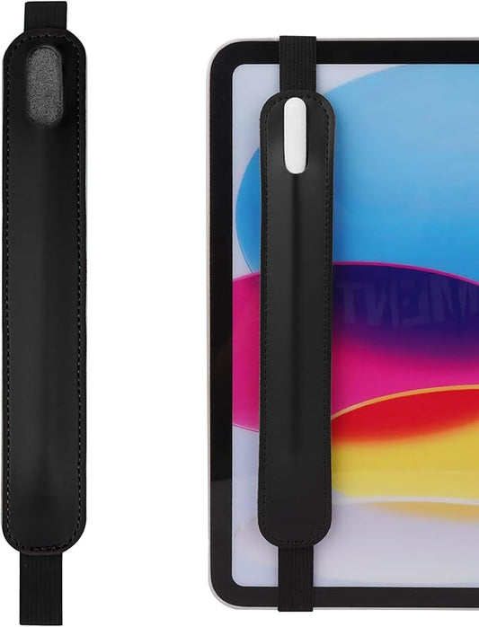 TOCCOOL Vegan Leather Stylus Holder with Elastic Band, Protective Pen Sleeve for Secure Tablet Attachment, Compatible with Most Stylus Pens & Digital Pencils, Tablet Accessory(Black)