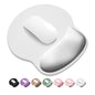 ITNRSIIET Ergonomic Mouse Pad with Wider Memory Foam Wrist Rest +17% - Curved Cushion Reduces Pressure 20%, Pain Relief, Non-Slip, Smooth, Cute Colors, 9.85 x 9 in, White