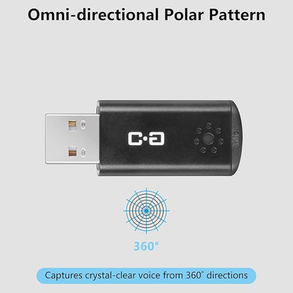 USB Microphone for Laptop and Desktop Computer, High Sensitivity for Clear Call, Plug-and-Play, High Gain, Cordless Mini-Sized Portable, Ideal for Work & Study